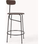 Afteroom Deri Bar Taburesi - Bej, Metal Ayaklı, Minimalist Tasarım - Siyah - Ahşap Rengi