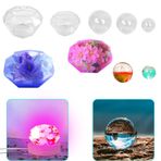 AFUNTA 5 Adet Reçine Silikon Kalıp, 3D Elmas Reçine Kalıp Küre Epoksi Reçine Kalıp Şeffaf Silikon Top Kalıp USB ile Çalışan Işıklı Taban Standı, Kendin Yap Takı Yapımı, Reçine El Sanatları
