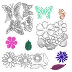 AFUNTA Metal Kalıp Kesimler Kabartma Şablon Aleti, 2 Set Çiçek Yaprağı Şekil 14 Stil 3D Kalıp Kesim Şablonu & 4 Adet Kelebek Şekilli Kesme Kalıpları, Albüm Dekorasyonu, Tebrik Kartı DIY El İşi Dekorasyon