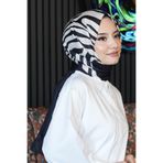 AFVENTE Çizgili Desen Siyah - Beyaz Soft Pamuk Şal