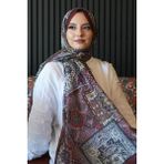 Afvente Etnik Desen Bordo Soft Pamuk Şal Çok Renkli Kumaş Özellikleriyle Dört Mevsim Kullanıma Uygun