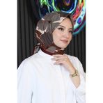 AFVENTE Gölge Çiçek Desen Mürdüm Soft Pamuk Eşarp