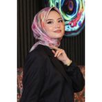 Afvente Gül Desen Pembe Soft Pamuk Eşarp - 95 x 95 cm