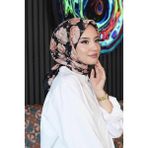 Afvente Lotus Desen Açık Pembe Soft Pamuk Eşarp - 95 x 95 cm