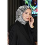 Afvente Mermer Desen Füme Soft Pamuk Eşarp - 95 x 95 cm