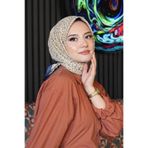 AFVENTE Mini Çiçek Desen İndigo Soft Pamuk Eşarp