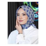 AFVENTE Mozaik Desen Lacivert Soft Pamuk Eşarp