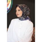 Afvente Orkide Desen Mor Soft Pamuk Eşarp - 95 x 95 cm