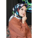 Afvente Yonca Desen Renkli Soft Pamuk Eşarp - Leylak