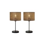 AG LightDesign Kahverengi Abajur Yatak Odası Salon Modern Şık Masa Lambası 2'li Iikili