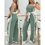 Ag Shoppings Kadın Ip Askılı Straplez Belden Kuşaklı Viskon Iki Iplik Tulum - Yeşil - 2XL - 3XL
