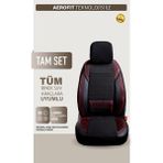 AG Store Audi A1 Serisi Uyumlu Yarı Deri Oto Koltuk Kılıfı Ön/arka Set Elix Seri Siyah-Kırmızı - ELİX - Siyah - Kırmızı