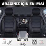 AG Store Bmw 5 Serisi 530 Uyumlu Yarı Deri Oto Koltuk Kılıfı 5 Li Set Alta Siyah