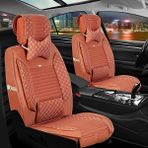 AG Store geely Emgrand Uyumlu Yarı Deri Oto Koltuk Kılıfı Ön-Arka Set Elite Series Tarçın