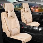 AG Store Kia Capital Uyumlu Yarı Deri Oto Koltuk Kılıfı Ön-Arka Set Elite Series Bej