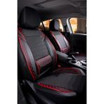 AG Store Kia Cerato Eski Uyumlu Yarı Deri Oto Koltuk Kılıfı Ön/arka 5 Li Set Atlas Siyah-Kırmızı - Siyah - Kırmızı