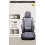 AG Store Renault Megane 4 Hb Uyumlu Yarı Deri Oto Koltuk Kılıfı Ön/arka Set Elix Seri Füme - ELİX