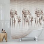 Ağaç Desen Banyo Perdesi, Kahverengi Duş Perdesi-Banyo Dekorasyon Perdesi-Lüx Küvet Perdesi