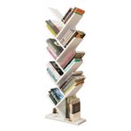 Ağaç Şekilli Kitaplık Çok Katmanlı Oturma Odası ve Ofis Dergi Rafı Çocuk Resimli Kitap Depolama Beyaz 40x20x132 cm Şık Dekoratif