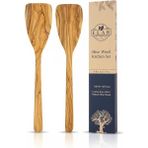Ağacı Spatula 2'li Set – Ince ve Hafif – Omlet, Krep, Krep ve Hafif Tavada Kızartmak Için M
