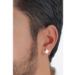 Agai Silver Asimetrik Model Gümüş Erkek Küpe