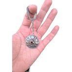 Agai Silver Ayyıldız Model Yakut Taşlı İsimli Telkari El Işçiliği Gümüş Anahtarlık,Gri