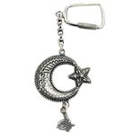 Agai Silver Midyat Telkari El Işçiliği Ayyıldız Ve Tuğra Gümüş Oksitli Anahtarlık,