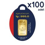 AgaKulche 24 Ayar 100 Adet 1 gr Külçe Altın