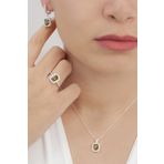 AgaKulche S6KO 925 11 gr Baget Taşlı Gümüş Kare Model Takı Seti