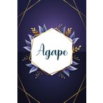 Agape: Taccuino personalizzato con il nome Agape | Regalo di compleanno per moglie, mamma, sorella, figlia ... | Foglie blu | 110 pagine a righe, Piccolo formato 6x9 pollici (15,24 x 22,86 cm)