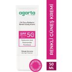 Agarta SPF 50 renkli kapatıcı etkili güneş kremi 50 ml – yüksek koruma sağlar, cilde doğal bir görünüm kazandırır