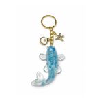 Agatella Tasarım Aquamarine Taşlı Epoksi Koi Balığı Charm Anahtarlık Çanta Süsü El Yapımı Aksesuar
