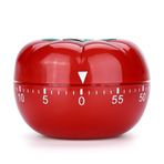 Agatige Domates şeklinde mutfak saati, mekanik, 60 dakika, sevimli Pomodoro zamanlayıcı, geri sayım domates zamanlayıcısı, yemek pişirme, ev ödevleri, pişirme, öğrenme, 7,2 x 5,5 cm