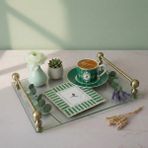 AGBTREND 2 Adet Yeşil Pip Studio Uyumlu Nakışlı Love Bird Detaylı Kare Kokteyl Sunum Peçetesi - 15 x 15 cm - Çok Renkli