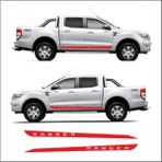 Agdeniz Ford Ranger Için Uyumlu Aksesuar Yan Şerit Sticker Kırmızı Model 6 - Standart - Siyah