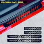 Agdeniz Mazda 323 Için Uyumlu Aksesuar Oto Kapı Eşiği Sticker Karbon 4 Adet - Standart - Beyaz