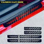 Agdeniz Renault Clio Için Uyumlu Aksesuar Oto Kapı Eşiği Sticker Karbon 4 Adet - Standart - Beyaz