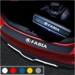 Agdeniz Skoda Fabia Için Uyumlu Aksesuar Oto Bagaj ve Kapı Eşiği Sticker Seti Karbon - Standart - Beyaz