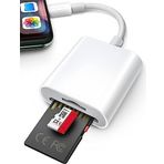 AGEEMY [Apple MFi sertifikalı] iPhone SD kart okuyucu, SD/Micro SD kart okuyucu, iPhone kamera için kart okuyucu, çift kart yuvası, hafıza kartı okuyucu, Lightning SD/TF kart okuyucu, iPhone 8/14/13/12 için
