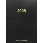 Agenda 2025 día por página: Planificador diaria, anual grande, 12 meses por horas-negra.