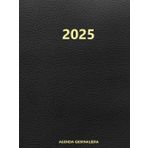 Agenda 2025 día por página: Planificador diaria, anual grande, 12 meses por horas- negra - tapa dura.