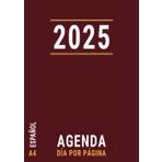 Agenda 2025 Dia por Pagina Español: Tamaño A4 Planificador Profesional para Oficina con Horas de Enero a Diciembre | Roja