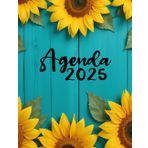 Agenda 2025 semana vista vertical a4 con horas: Planificador 12 meses vista semanal. Libro de citas con fecha y horario, espacio para notas y objetivos. Cuaderno español 365 dias estilo girasoles