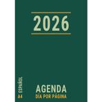 Agenda 2026 Dia por Pagina A4: Grande Español , Planificador Profesional para Oficina con Horas de Enero a Diciembre , Verde