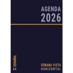 Agenda 2026 Semana Vista A4 Horizontal: Enero a Diciembre Para Oficina , Planificador Semanal con Horas y Mensual , Anual 12 Meses Español , Azul