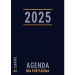 Agenda Día por Página 2025: Español | Tamaño A4 Profesional con Horas de Enero a Diciembre | Grande Azul