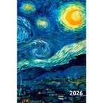 Agenda giornaliera 2026: un'intera pagina dedicata ad ogni giorno, con all'interno utili organizzatori. Notte Stellata, Vincent Van Gogh, l’arte in copertina, per i veri amanti dell'arte.