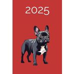 Agenda Settimanale 2025 Verticale | Bouledogue Francese | 12 Mesi da Gennaio a Dicembre 2025 | La Settimana su una doppia pagina | Pianificatore Italiano | Colore Rosso