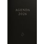 Agenda settimanale 2026 verticale A5 nera uomo: 12 mesi, sabato domenica interi, intervalli 30 minuti, doppia pagina, italiano.