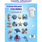 Agg Reklam Ütü ile Yapışan Kıyafet Etiketi Deniz Temalı -1 14LÜ Set